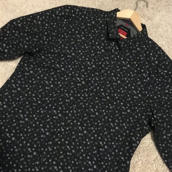 Point Zero Luxury Easy Iron Pixel Dot Semi Fit Button Down Dress Shirt - Picture 12 of 14